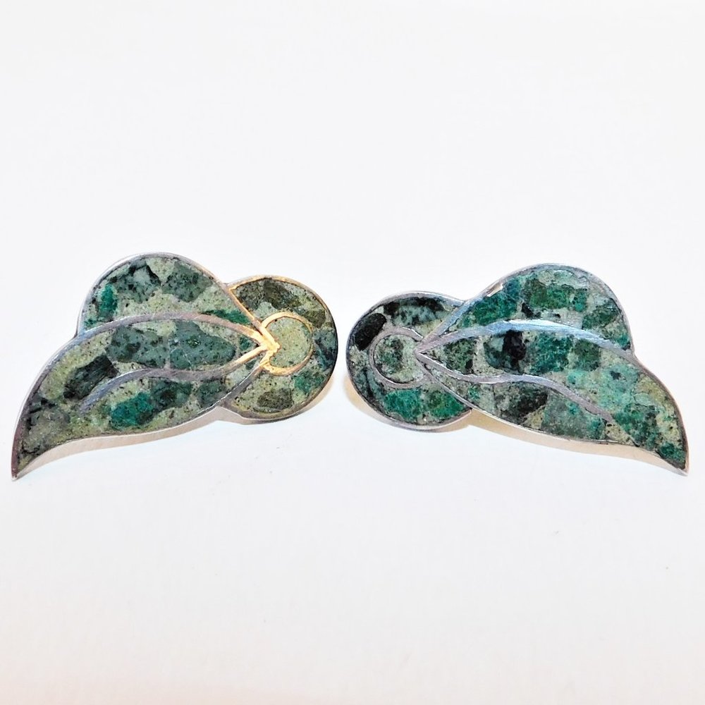 VTG 925 Sterling Silver Taxco Turquoise Earrings